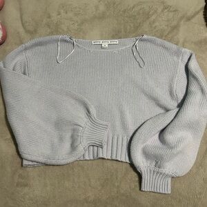 Hyfve Cropped Balloon Sleeve Sweater - Light blue